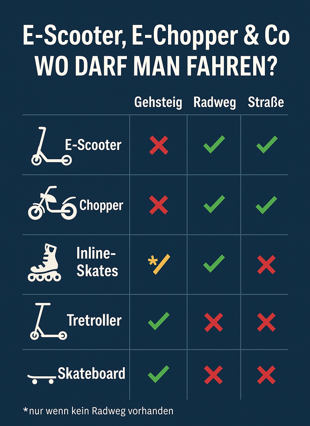 EScooter E-Chopper Wer darf wo fahren