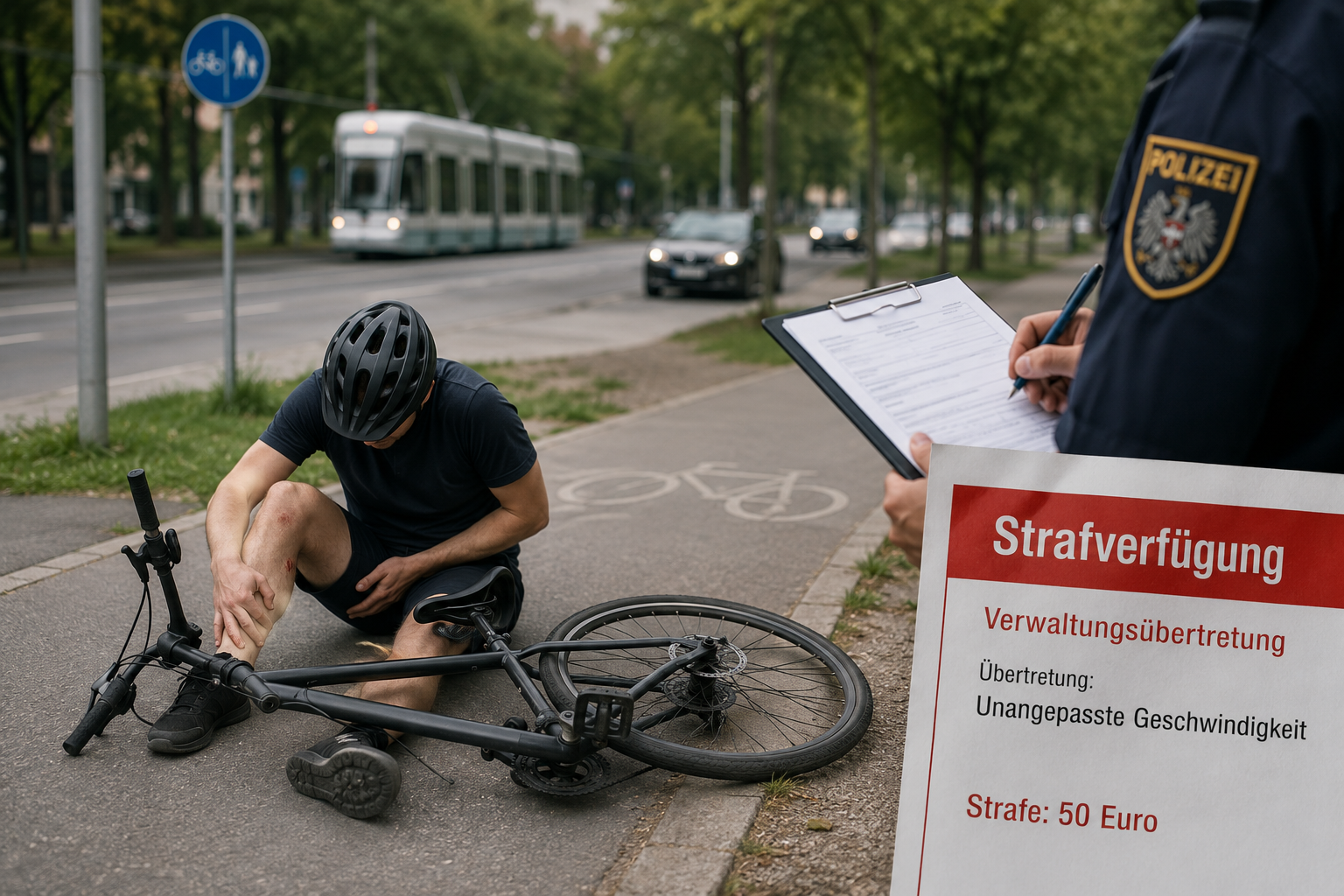 Strafe nach Fahrradsturz in Graz